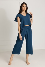 Damen-Pyjama aus Baumwoll-Musselin Chiara / Poseidon - Dolce Sonno