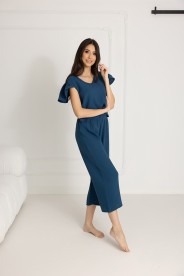 Damen-Pyjama aus Baumwoll-Musselin Chiara / Poseidon - Dolce Sonno