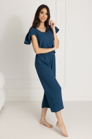 Damen-Pyjama aus Baumwoll-Musselin Chiara / Poseidon - Dolce Sonno