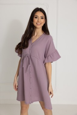 Damen-Musselin-Nachthemd Celine / Lavendel - Dolce Sonno