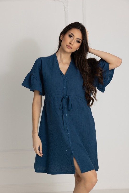 Damen-Musselin-Nachthemd Celine / Poseidon - Dolce Sonno