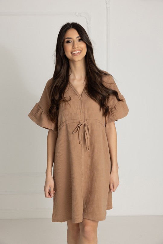 Damen-Musselin-Nachthemd Celine / Toffee - Dolce Sonno