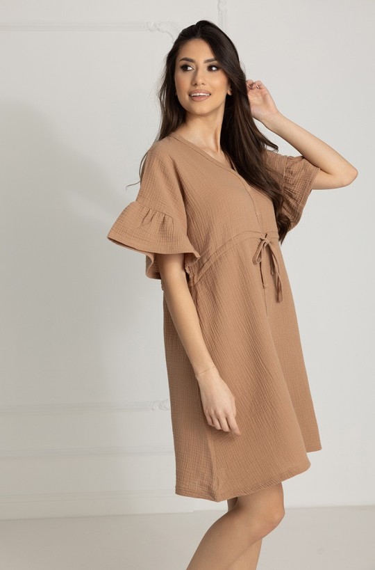 Damen-Musselin-Nachthemd Celine / Toffee - Dolce Sonno