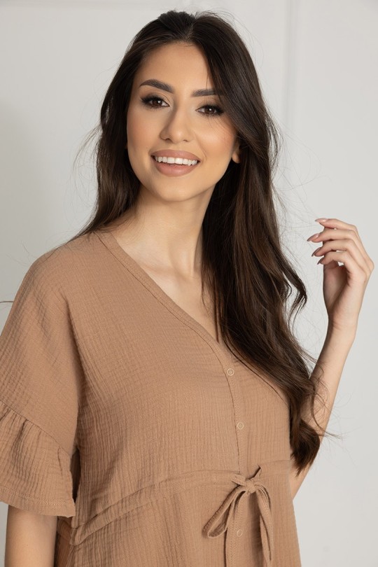 Damen-Musselin-Nachthemd Celine / Toffee - Dolce Sonno