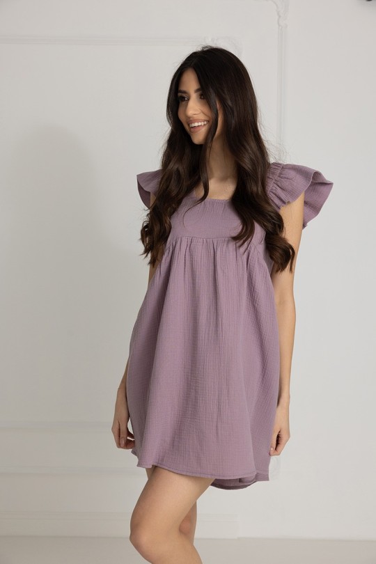 Muslin-Umstandsnachthemd zum Stillen Flavia / Lavendel - Dolce Sonno