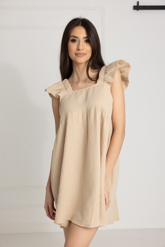 Muslin-Umstandsnachthemd zum Stillen Flavia / Strohgelb - Dolce Sonno