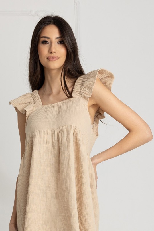 Muslin-Umstandsnachthemd zum Stillen Flavia / Strohgelb - Dolce Sonno