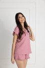 Damen-Musselin-Pyjama Noemi mit Kragen Fuchsia – Dolce Sonno