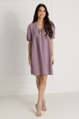 WUALAA Women - Musselin Damenkleid  Silvia Lavendel