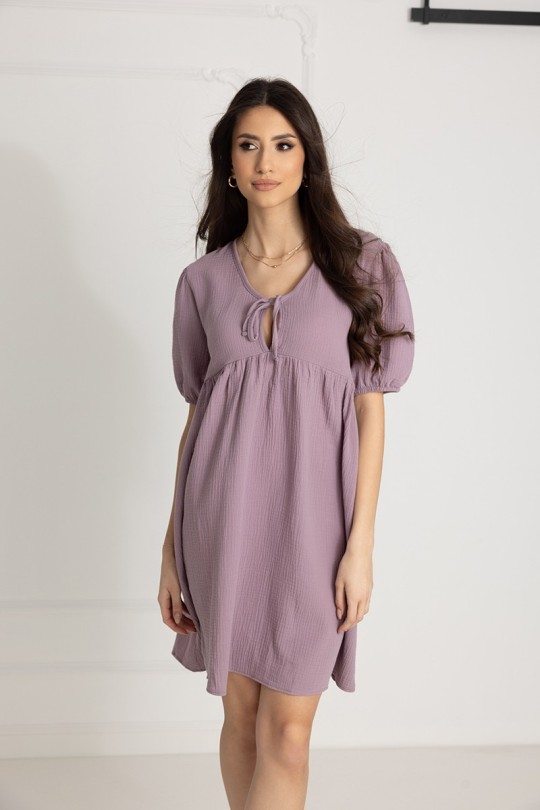 WUALAA Women - Musselin Damenkleid  Silvia Lavendel