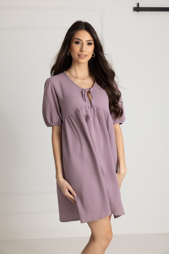 WUALAA Women - Musselin Damenkleid  Silvia Lavendel