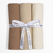 Set aus 3 Musselintüchern 60 x 70 cm 100% Baumwolle Oeko-Tex | Set 02 - Dolce Sonno