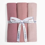 Set aus 3 Musselintüchern 60 x 70 cm 100% Baumwolle Oeko-Tex | Set 06 - Dolce Sonno