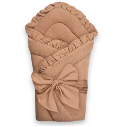 Musselin Babyhörnchen mit Rüschen Einschlagdecke für Neugeborene Toffee - Dolce Sonno