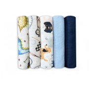 Praktisches 5er-Set weicher, bedruckter Tetrawindeln aus Baumwolle für Babys | Set 9 – Dolce Sonno