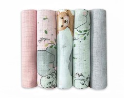 Praktisches 5er-Set weicher, bedruckter Tetrawindeln aus Baumwolle für Babys | Set 13 – Dolce Sonno