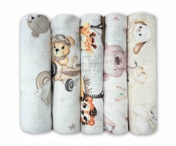 Set mit 5 Babywindeln – 3 Mullwindeln & 2 Flanellwindeln mit Mustern | Dolce Sonno – Set 1