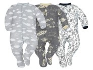 3er-Set Baby-Strampler blühende Wolken, Elefanten & Weltall - Dolce Sonno