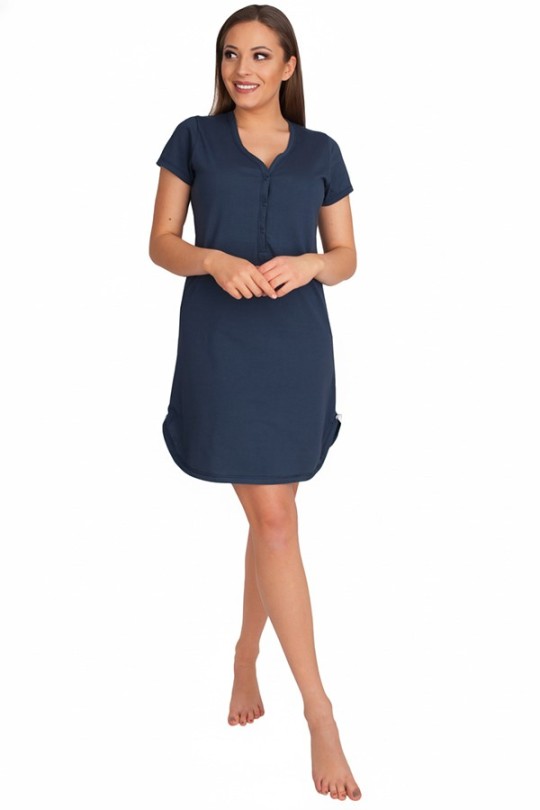 Umstands- und Stillnachtwäsche mit Druckknöpfen Mila / Dunkelblau – Dolce Sonno
