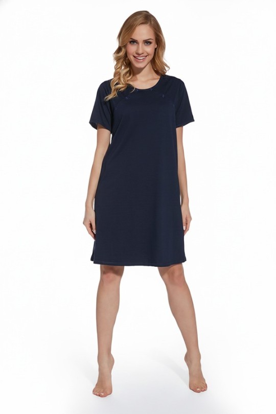 Umstands- und Stillnachtwäsche mit Druckknöpfen Loop / Dunkelblau – Dolce Sonno