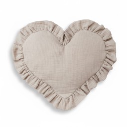 Musselin-Herzkissen Dunkelbeige – Dolce Sonno