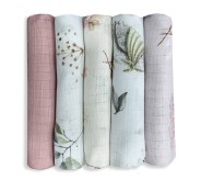 Praktisches 5er-Set weicher, bedruckter Tetrawindeln aus Baumwolle für Babys | Set 1 – Dolce Sonno