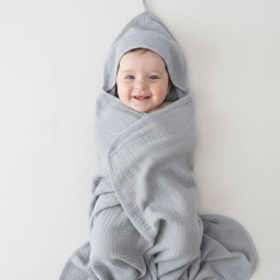 Musselin-Kapuzenhandtuch für Babys und Kleinkinder Grey - Dolce Sonno