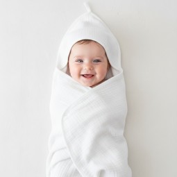 Musselin-Kapuzenhandtuch für Babys und Kleinkinder White - Dolce Sonno