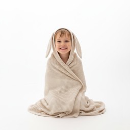 Kapuzenhandtuch BUNNY mit Ohren Waffel Beige 70 x 140 cm - Dolce Sonno